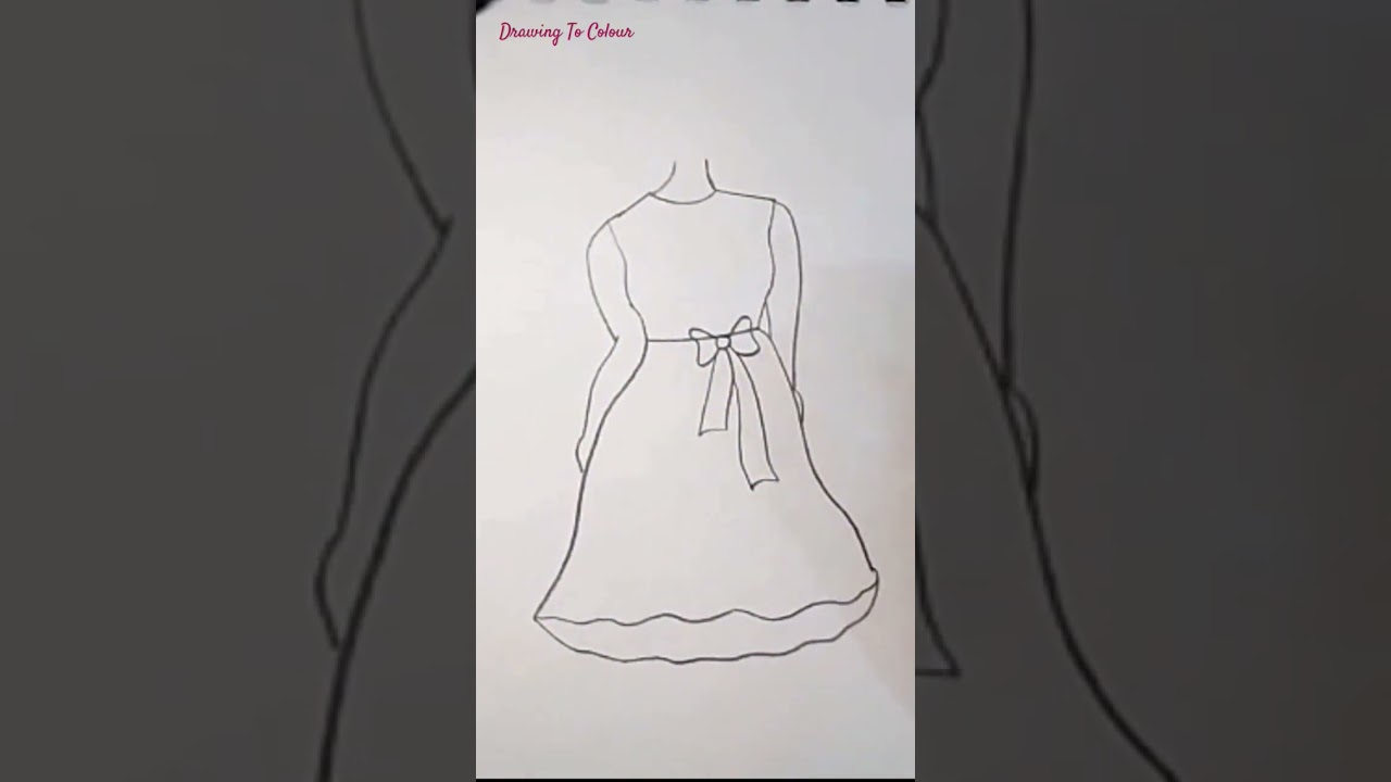 Girl Dress Drawing Easy |  Pencil Drawing #shorts #drawing #drawingtocolour #dressdrawing