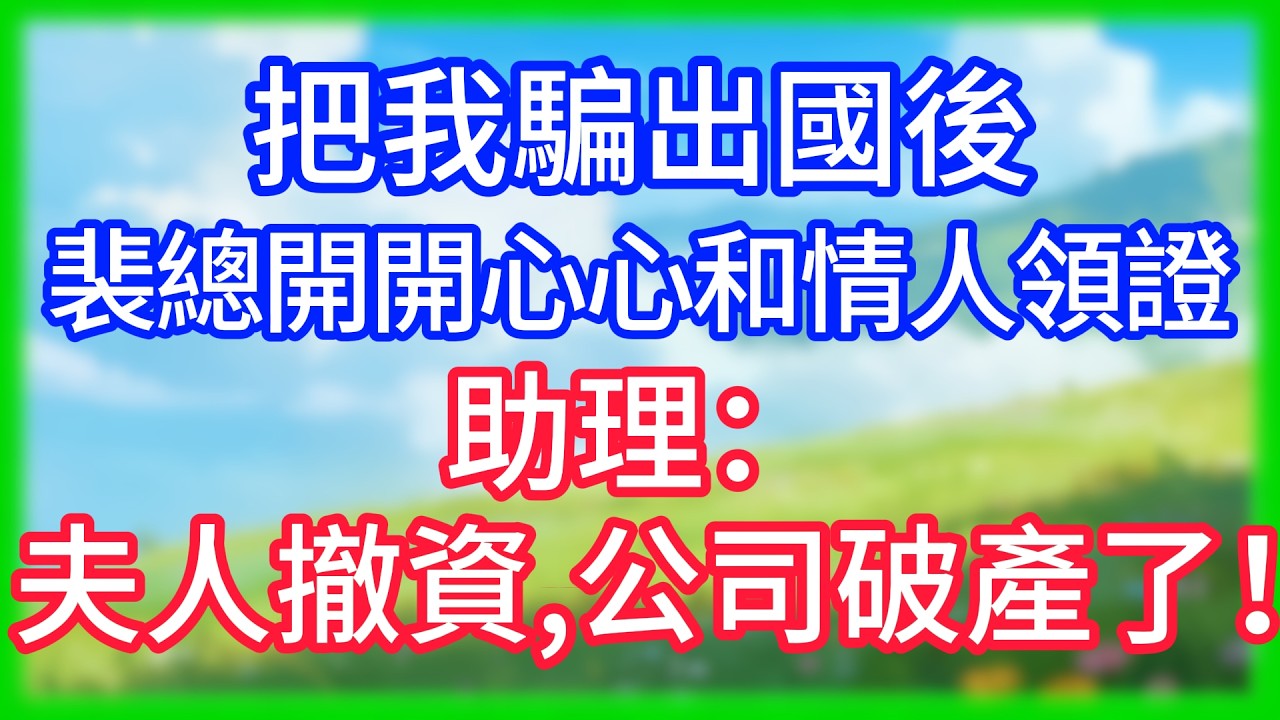 【爽文】把我騙出國後,裴總開開心心和情人領證,助理：夫人撤資,公司破產了！