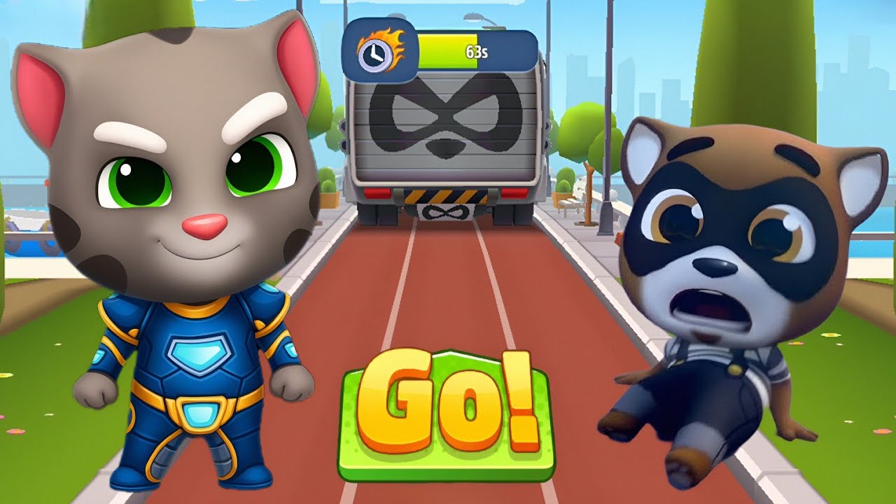 Talking Tom Gold Run - Hyper Tom vs Raccoon Boss Fight in Summer Of Sports | Funny Race Competition