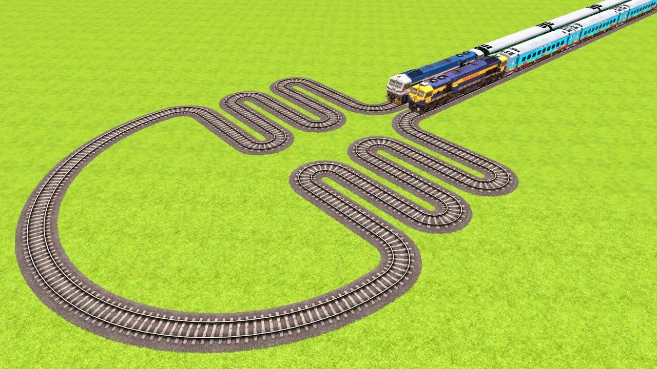 TWO DIESEL TRAINS VS CRAZY SNAKE STYLE TURNS EACH OTHER RAILROAD ▶️ Train Simulator | CrazyRails
