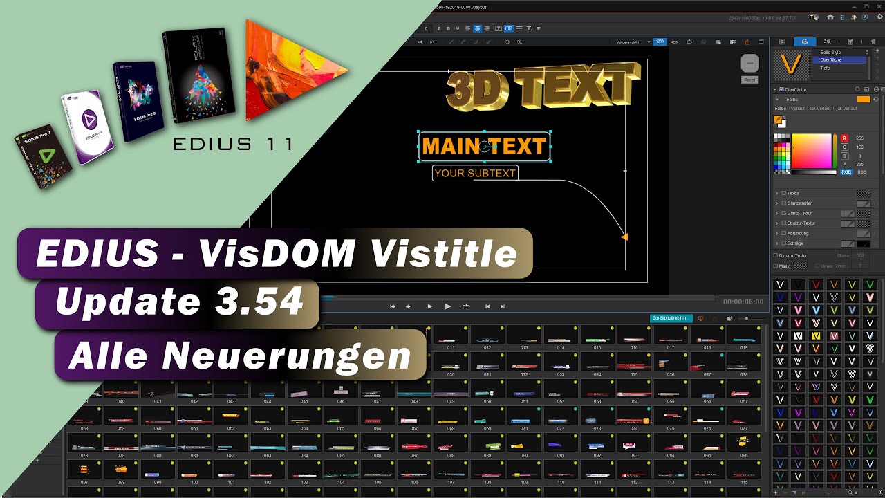 EDIUS - VisTitle Update  Version 3.54, mit tollen Neuerungen für alle Versionen.