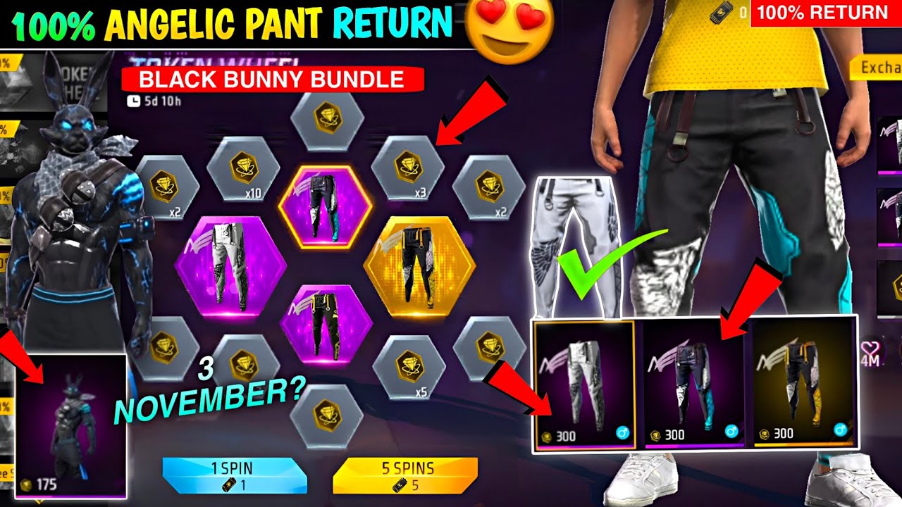 OB55 100%💥 ANGELIC PANT RETURN EVENT🎁💯🎉| Black Bunny Return| free fire new event| ff new event