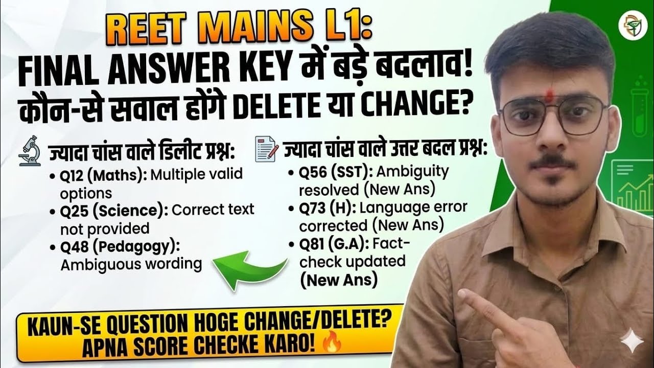 REET Mains L1: Final Key में इन Questions के Delete & Answer Change होने के High Chance! ✅