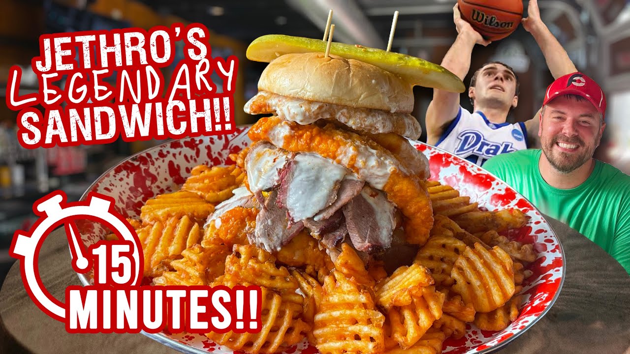 Famous Man vs Food Sandwich Challenge at Jethro's BBQ Des Moines!!