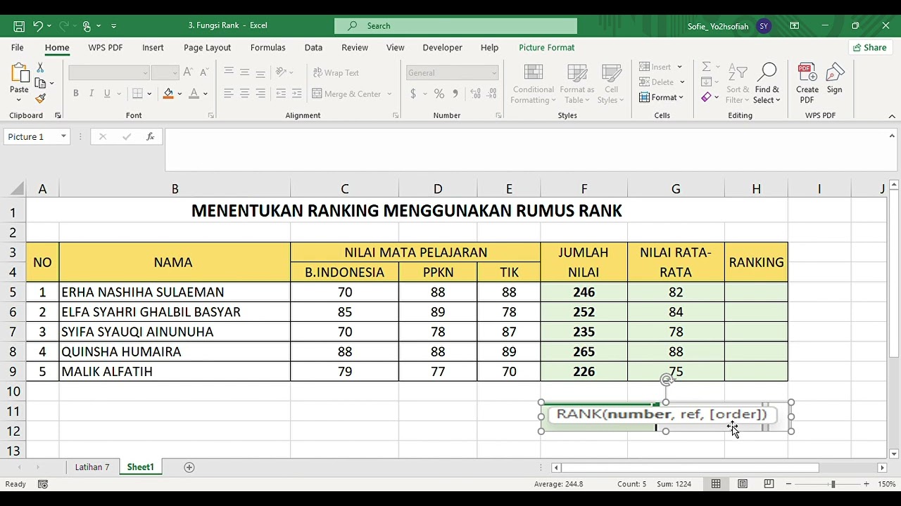 Fungsi Rank MS.Excel