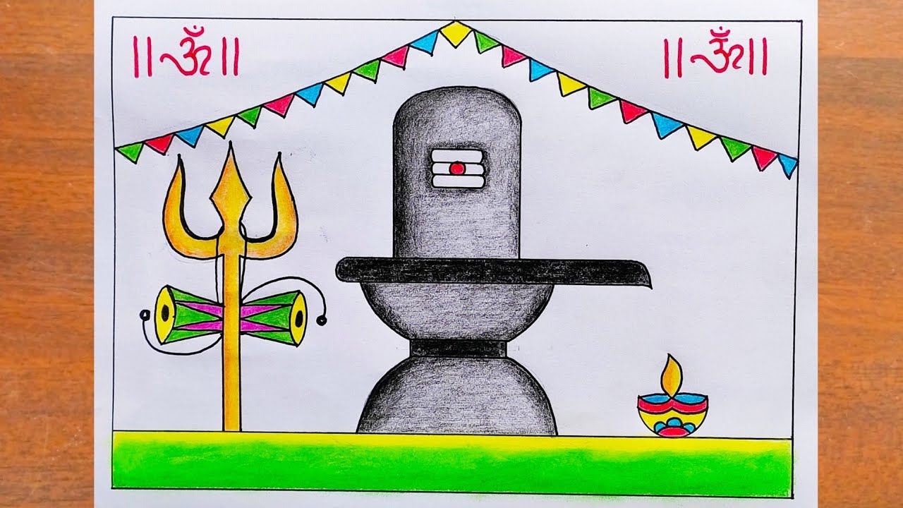 Mahashivratri Drawing / How to Draw Shivling Easy Step by Step / Shiv Lingam Drawing Step by Step 