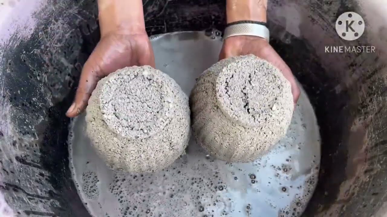 Gritty sand cement water crumbling #satisfying 