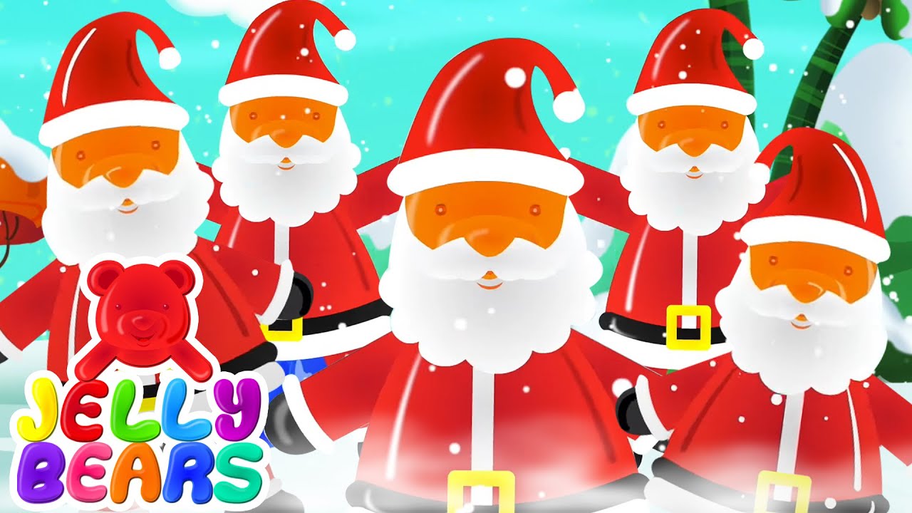 Five Fat Santa's | Christmas Carols For Kids | Xmas Nursery Rhymes with Jelly Bears
