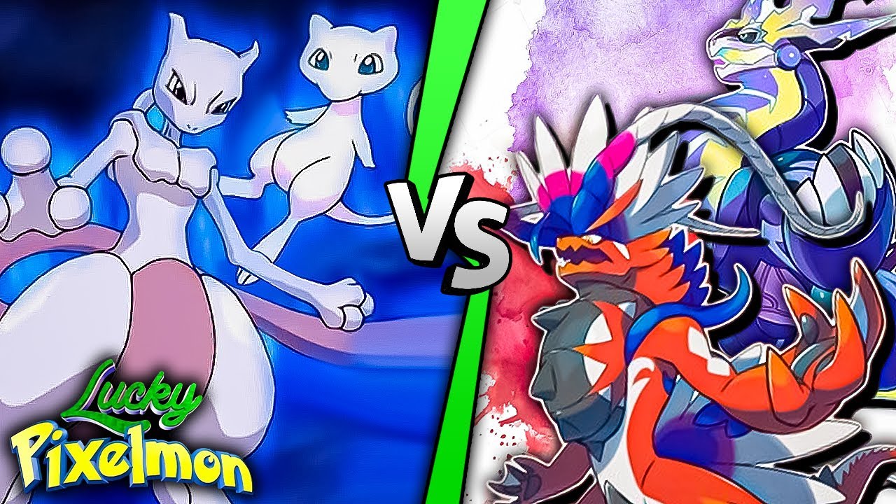 Minecraft LUCKY PIXELMON - MEWTWO e MEW vs KORAIDON e MIRAIDON ! BATALHA DA PRIMEIRA vs NOVA GERAÇÃO