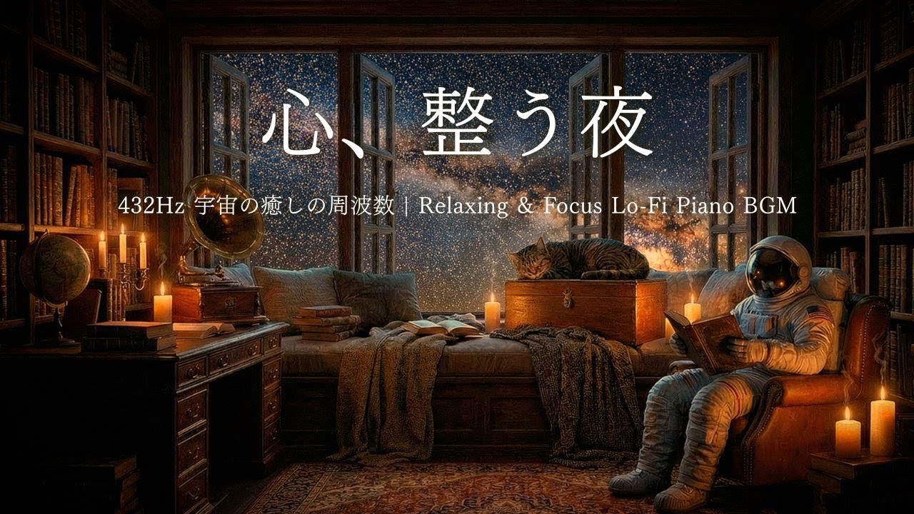 【432Hz】やさしいLo-fiピアノ｜まったり宇宙猫と浸る癒やしの睡眠・作業用BGM（Relaxing & Deep Sleep Piano Music）