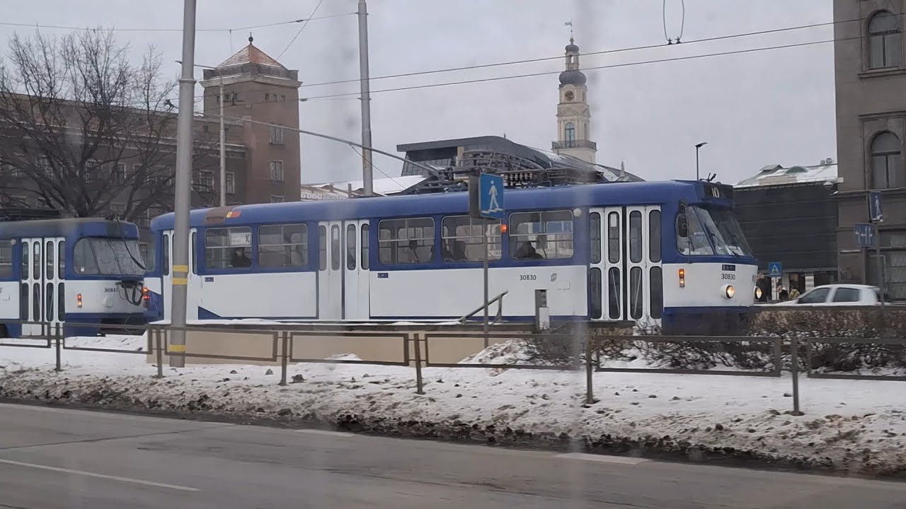 Tatra T3A- 30830 + 30841 from bus window 