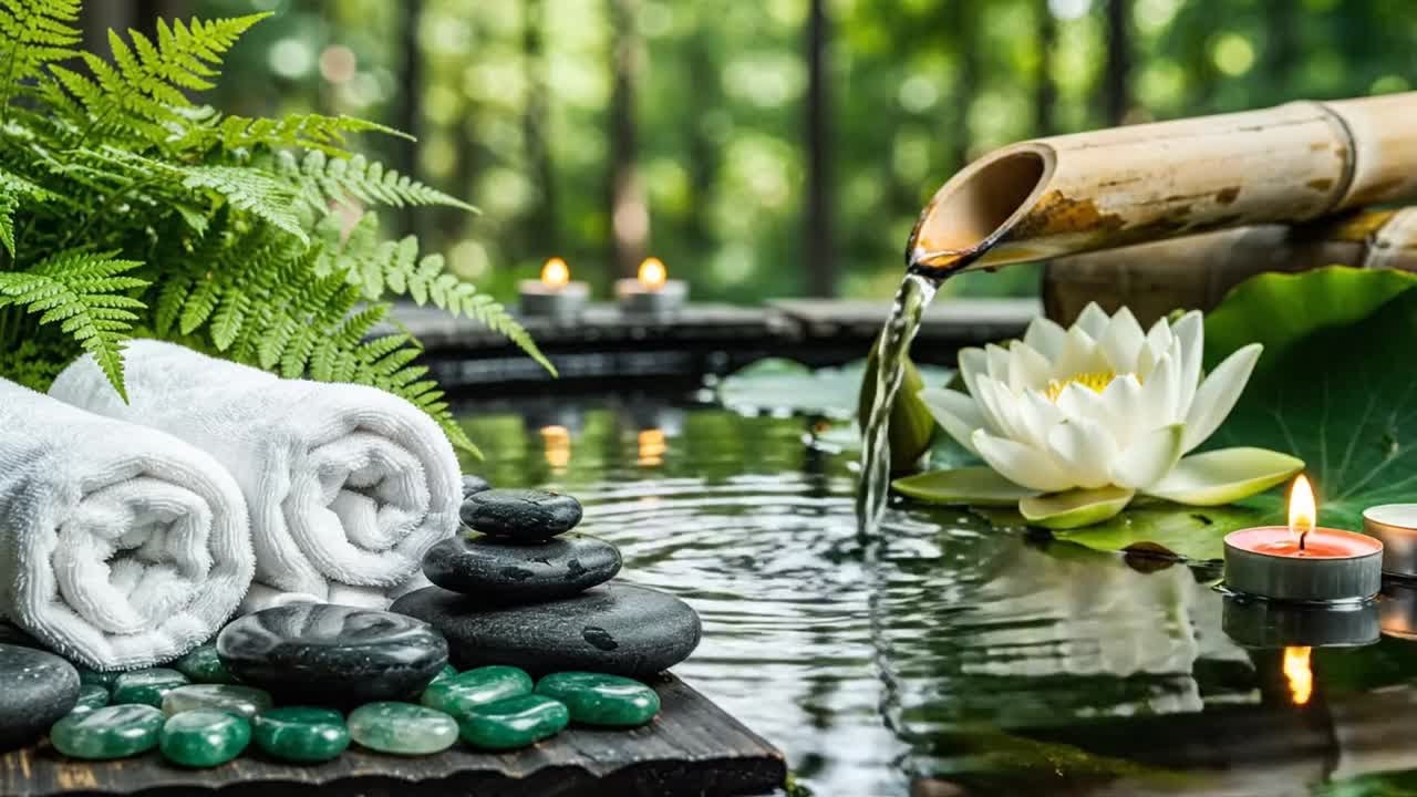 Relaxing Music + Bamboo Water Sounds 🌿 Eliminate Stress, Anxiety and Depression | Calm Mind & Body