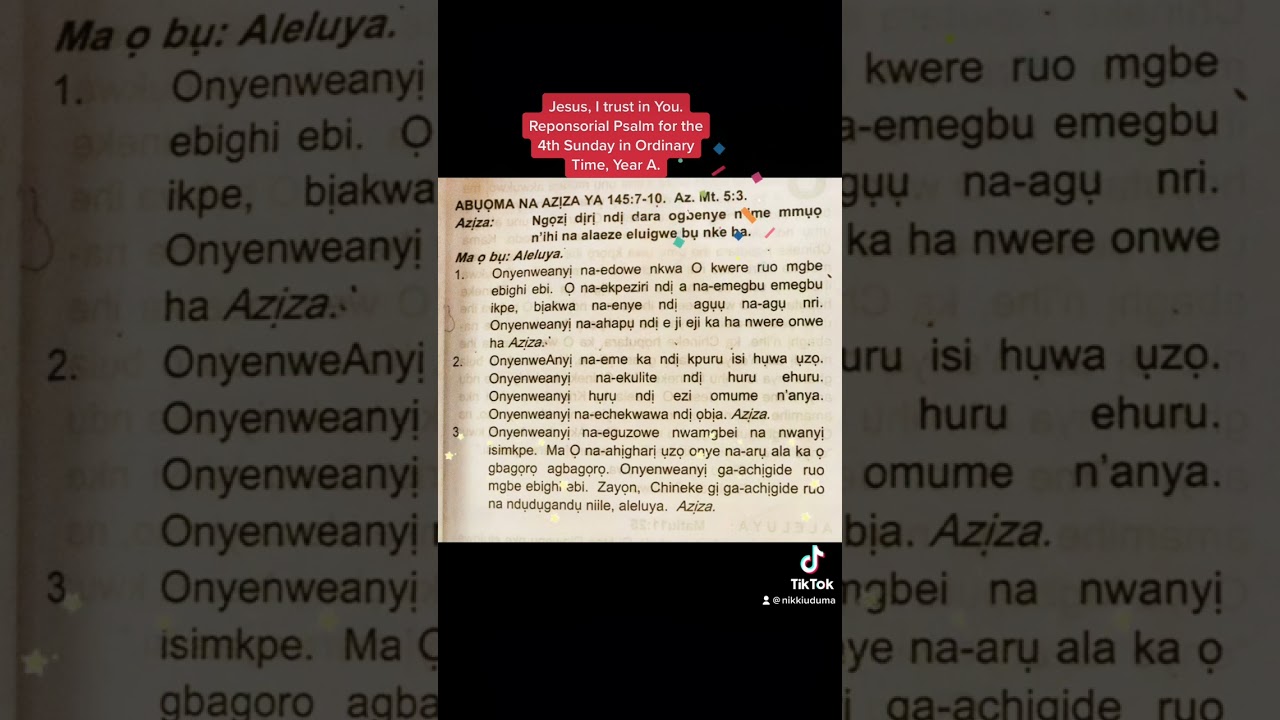 Igbo Responsorial Psalm for the 4th Sunday in Ordinary Time, Year A.