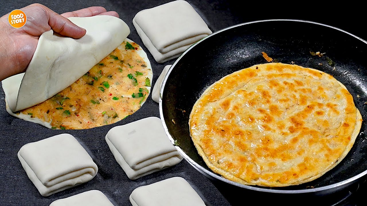 Рецепт лепёшки Aloo ka lachedar Paratha, многослойная лепёшка Paratha, хрустящая лепёшка Paratha ...