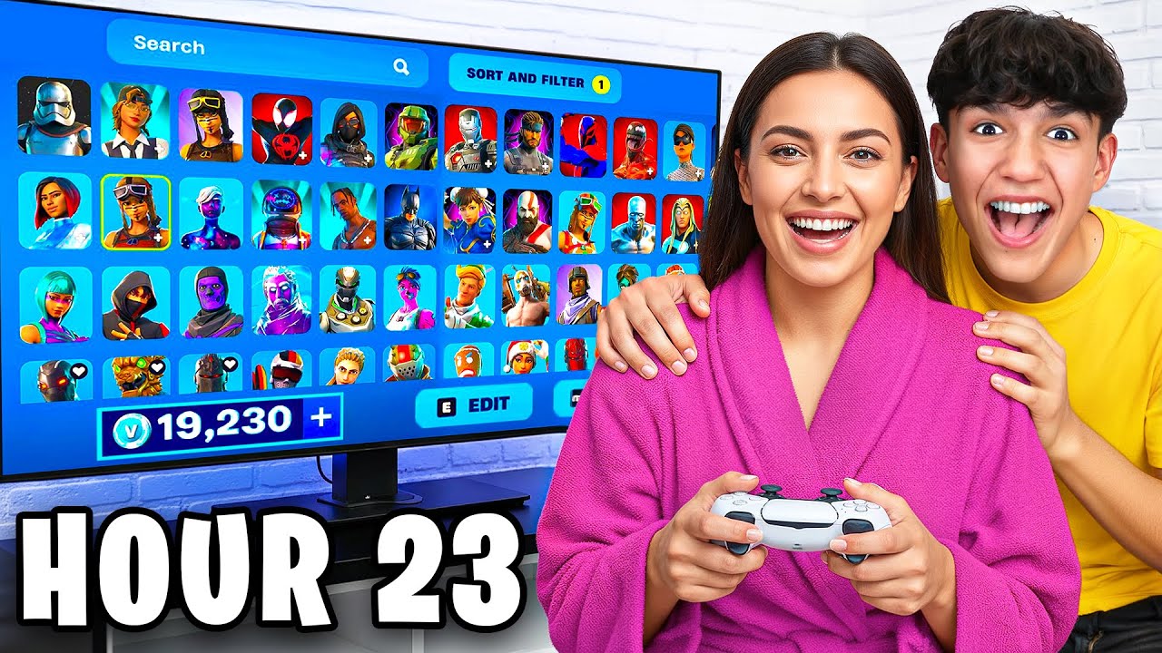 Upgrading My MOMS Fortnite Account For 24 Hours!