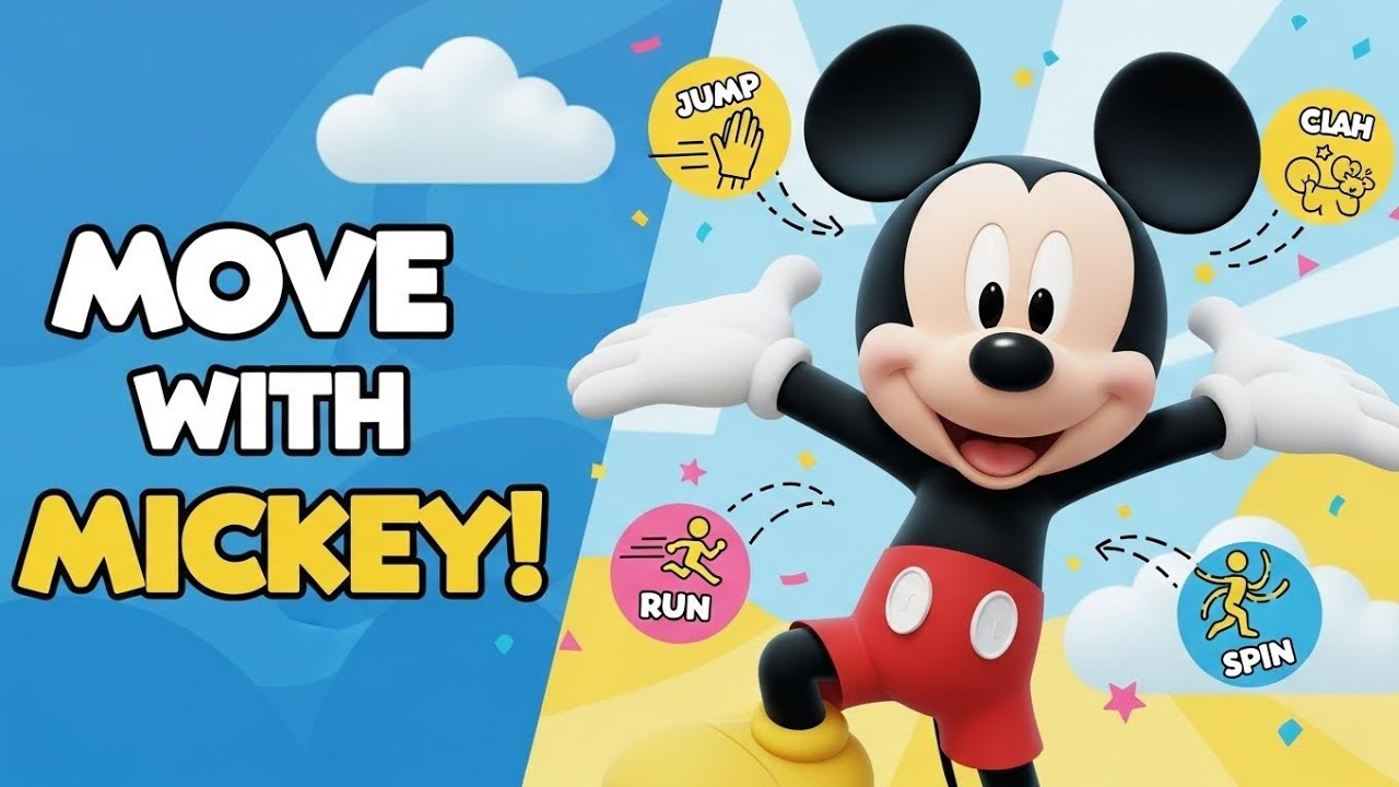 Mickey Mouse Fun Action Words | Jump, Clap & Dance for Kids