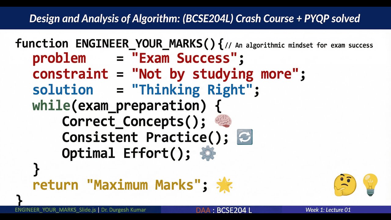 Design & Analysis of Algorithms (DAA) Exam Prep: Crash Course & Step-by-Step Solutions of PYQP