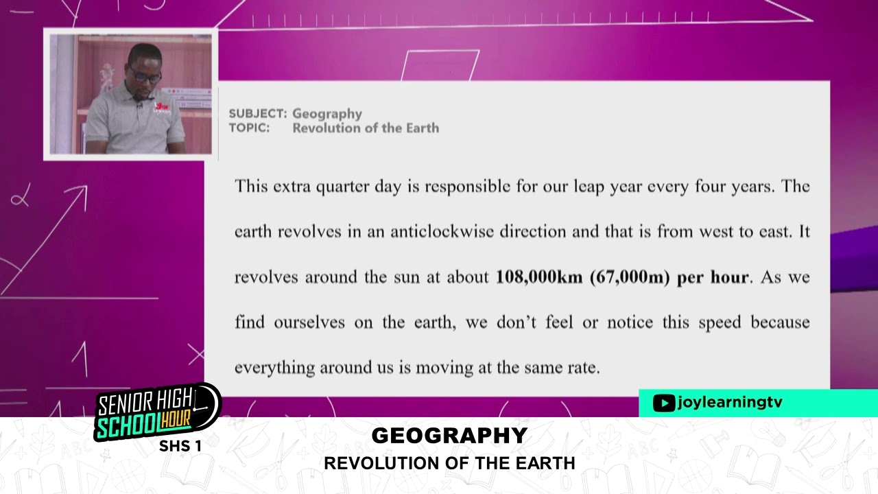SHS1 - GEOGRAPHY  REVOLUTION OF THE EARTH