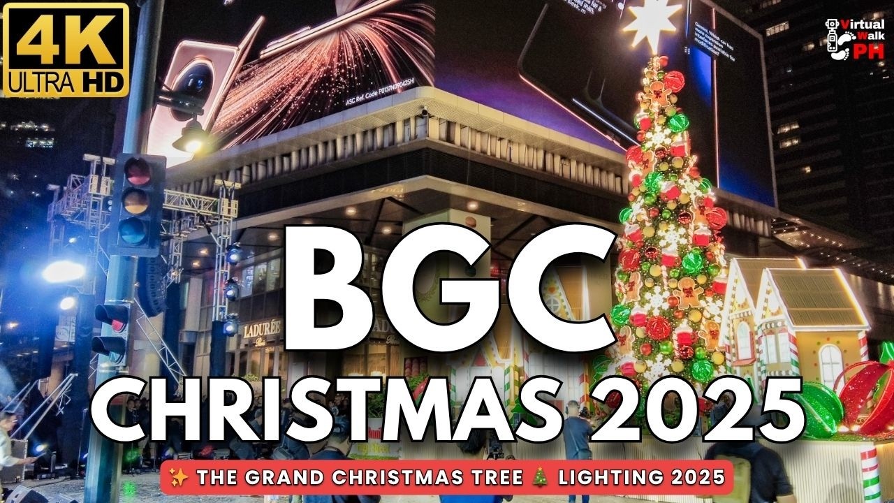 [4K] AMAZING Christmas Tree Lighting BGC High Street Philippines | Night Walk 2025