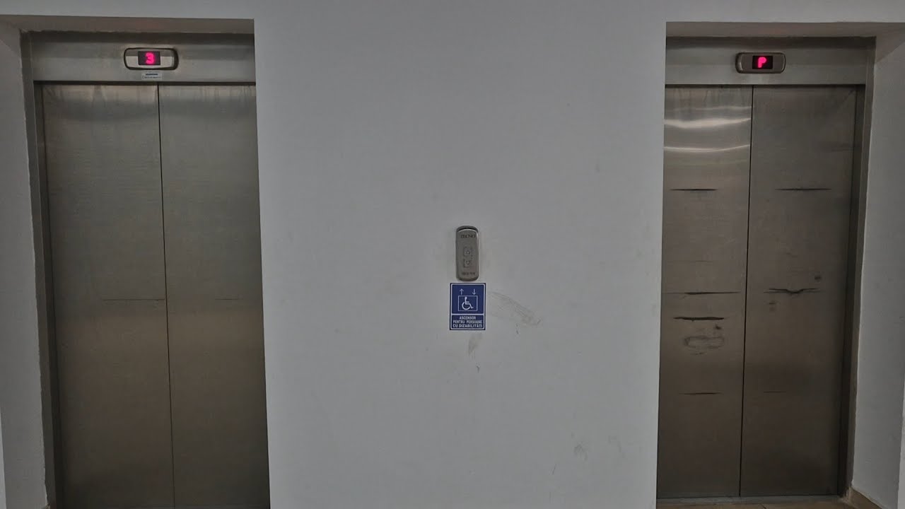 2 2013 Tecno traction elevators (MLC logic) at Trivale Shopping Center in Pitești, Romania