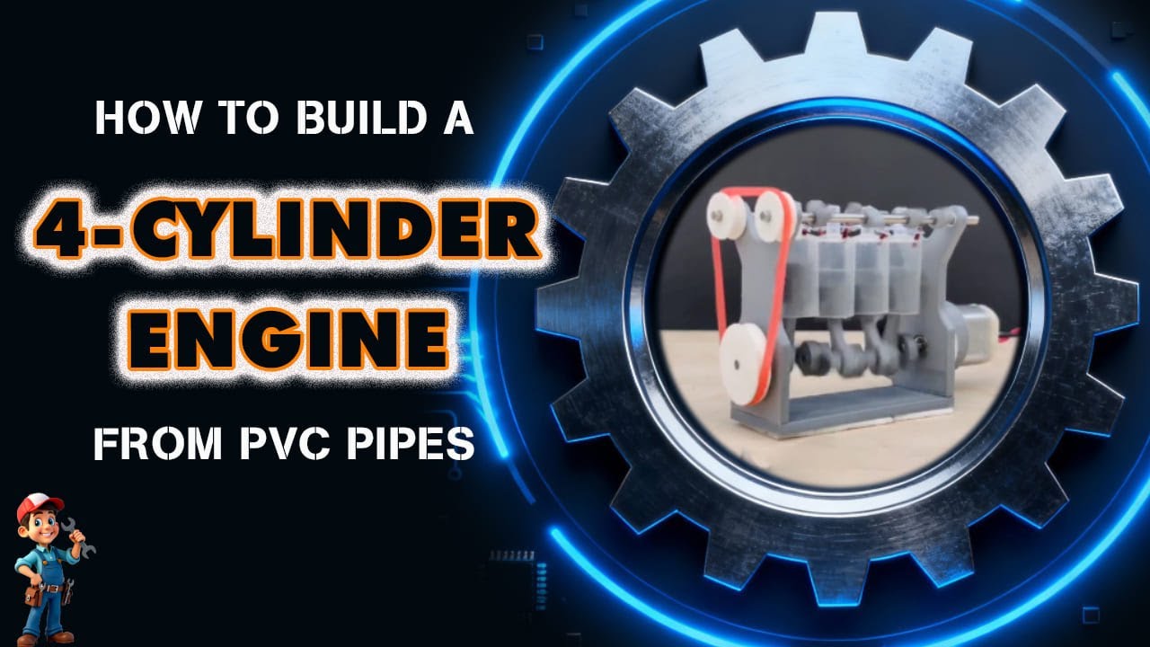 How to Build a 4 Cylinder Engine from PVC Pipes  DIY Working Engine from Plastic!