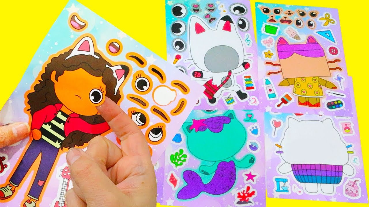 Gabby's Dollhouse Morning Routine with DIY Face Stickers