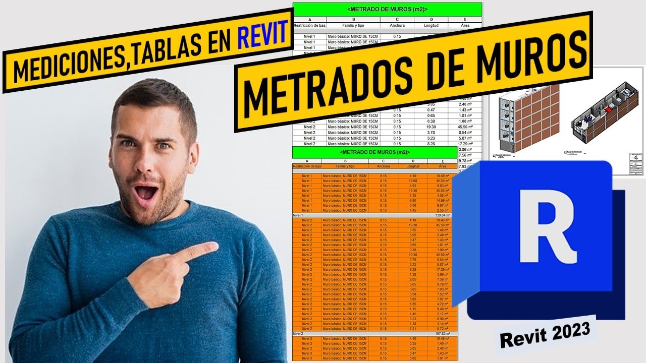 METRADOS DE MUROS DE ALBAÑILERIA POR PISOS EN REVIT 2023 -MEDICIONES Y TABLAS DE PLANIFICACION
