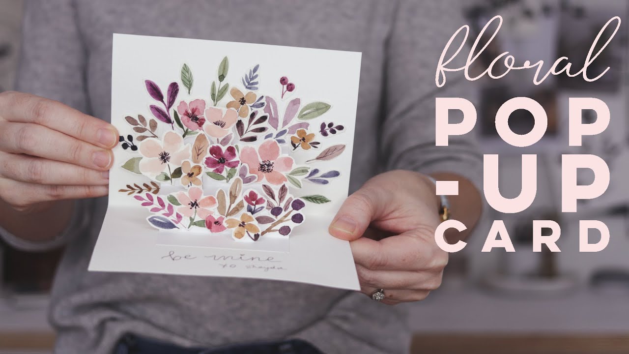 Watercolor Flowers Pop-Up Card