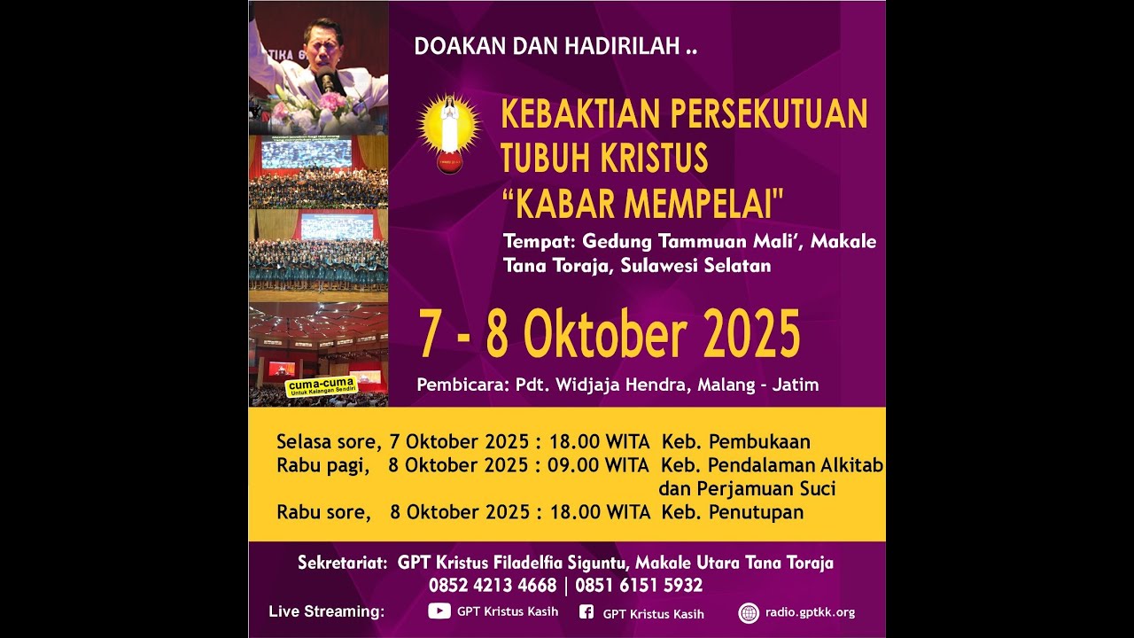 Ibadah Kunjungan III - Tana Toraja | Pdt. Widjaja Hendra I Rabu, 08 Oktober 2025 | Ibadah Online