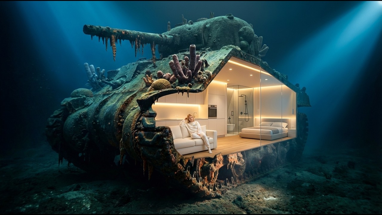 This Woman Built a SECRET HOUSE Inside a SUNKEN TANK - Deep Sea ASMR
