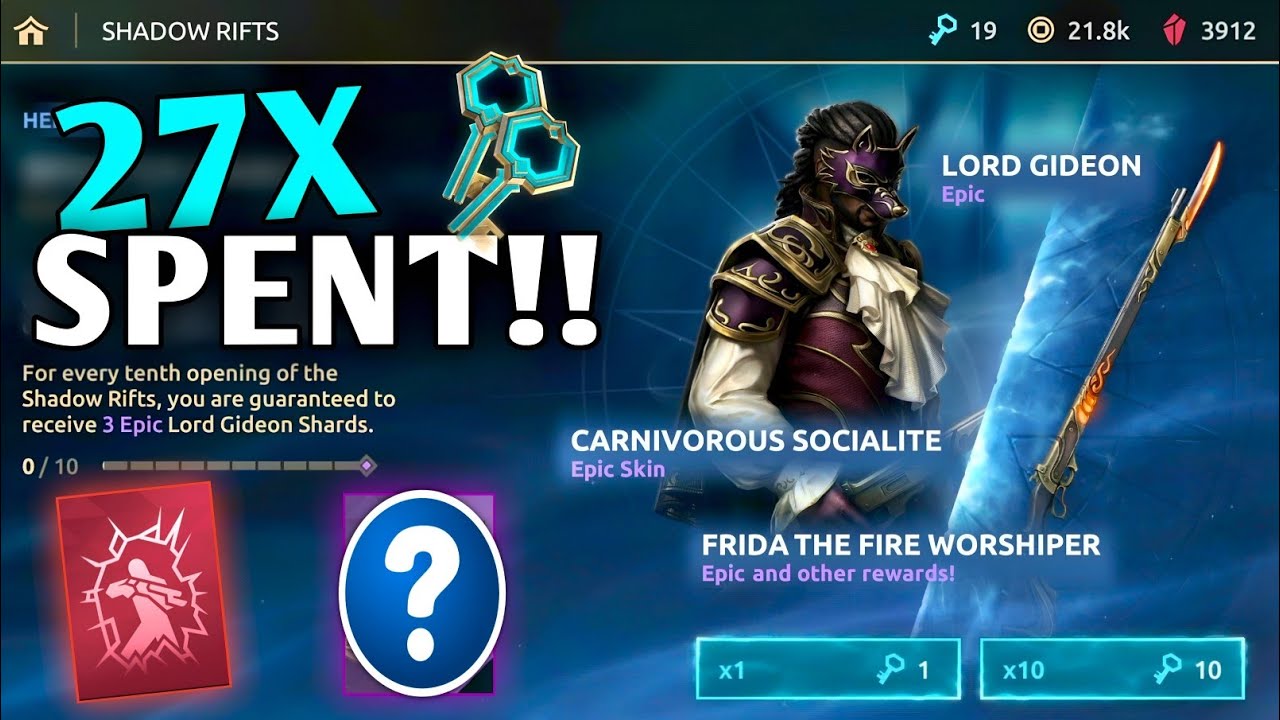 I Spent 27X Rift Keys on Lord Gideon... You Won&rsquo;t Believe What I Got! 🔥 | Shadow Fight 4 Arena