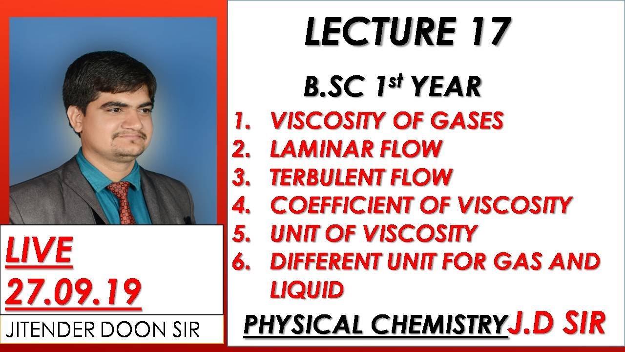 B.SC VISCOSITY OF GASES LAMINAR FLOW TERBULENT FLOW UNIT & COEFFICIENT OF VISCOSITY J D SIR