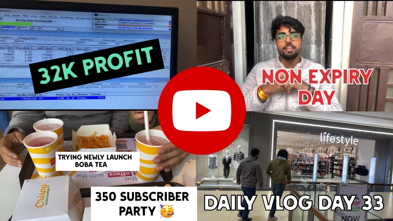 32K PROFIT on a Non-Expiry Day! 📈 + 350 Subs Celebration 🥳 (Vlog 33)