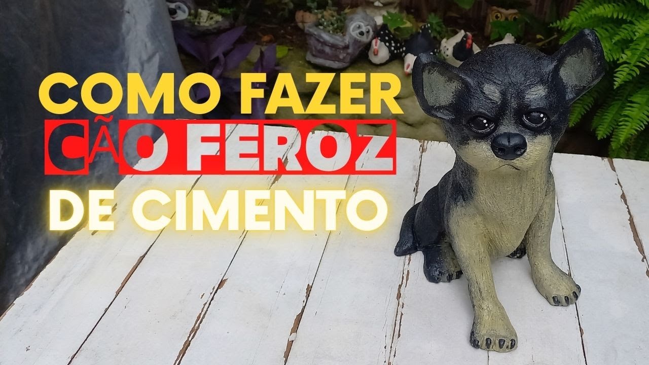 diy-CACHORRINHO DE CIMENTO COM GARRAFA PLASTICA 