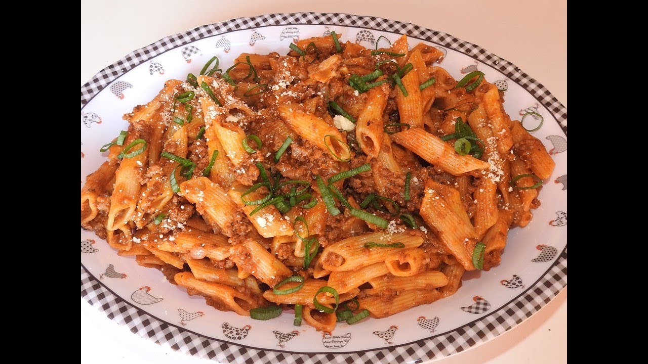 MACARRÃO PENNE COM CARNE MOÍDA NA PANELA DE PRESSÃO
