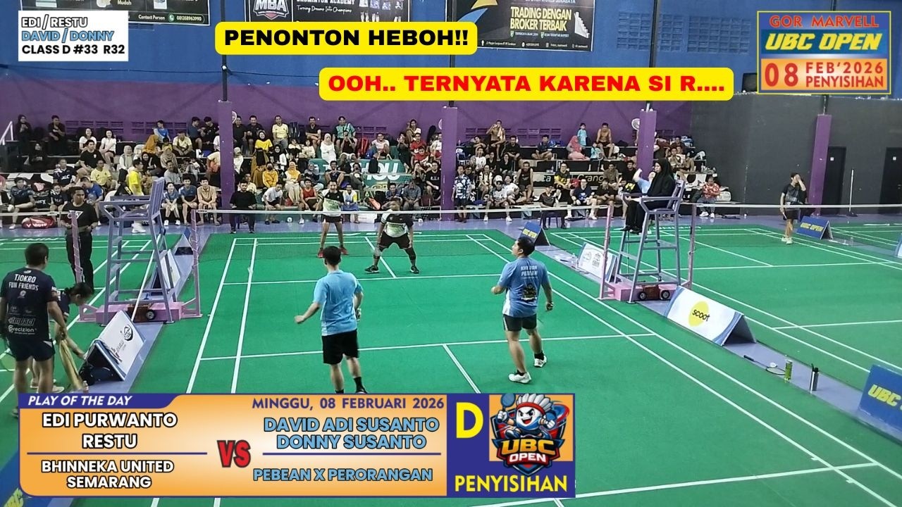 UBC OPEN 2026 SEASON 1 D | EDI+RESTU (BHINNEKA UNITED SEMARANG) VS DAVID+DONNY (PEBEAN X PERORANGAN)