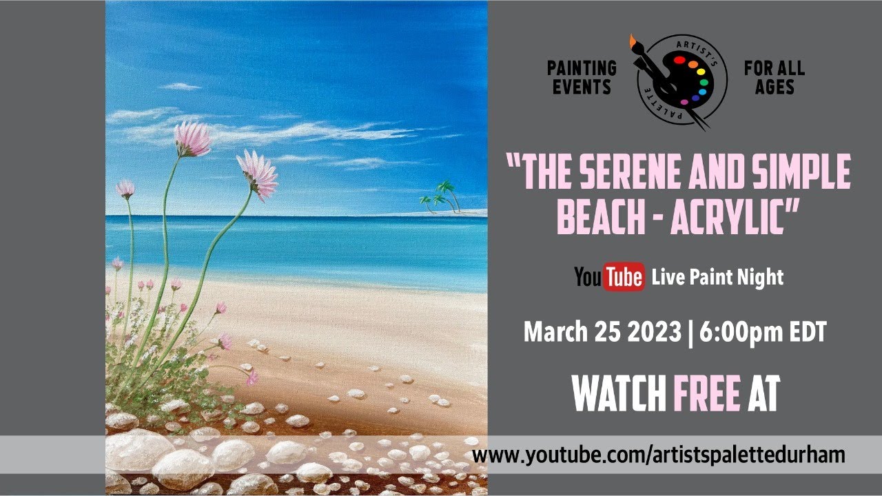 The Serene, Simple Beach - Acrylic | Live Painting Tutorial - Learn to paint from home step-by-step