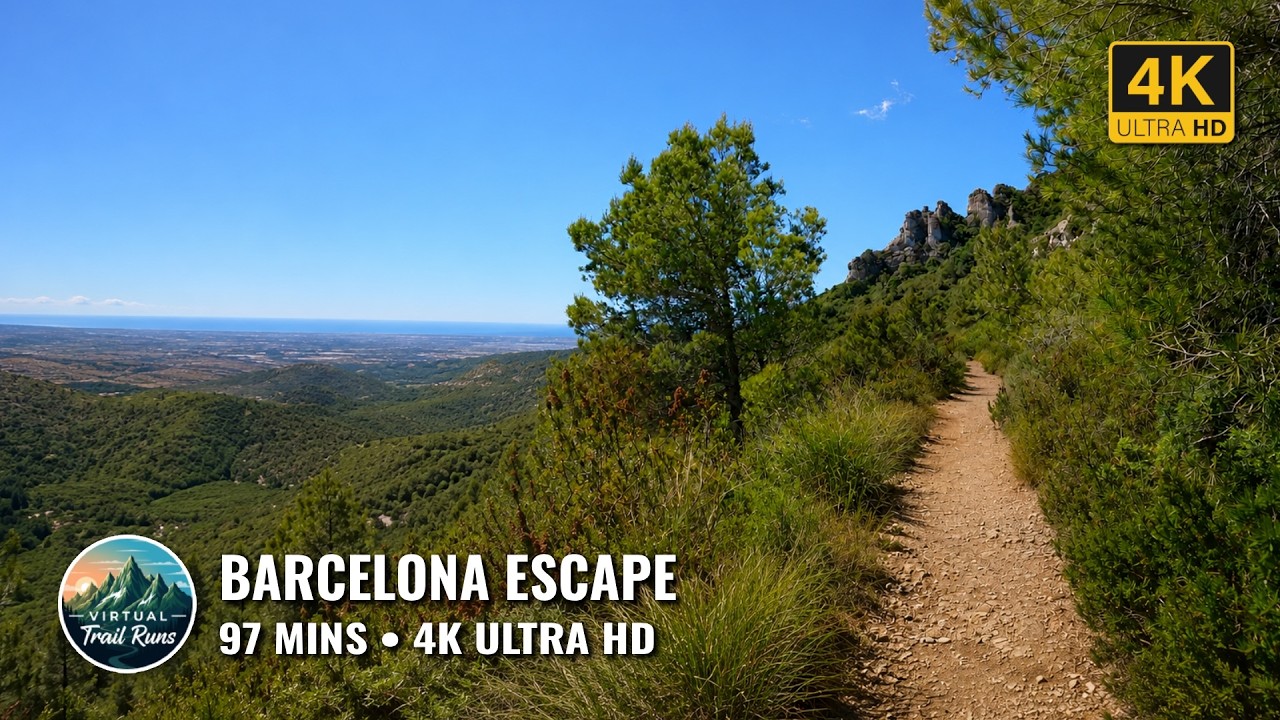 TREADMILL SCENERY: 97 MIN SUMMIT TO SEA | BARCELONA FLOW TRAILS [4K 60FPS]