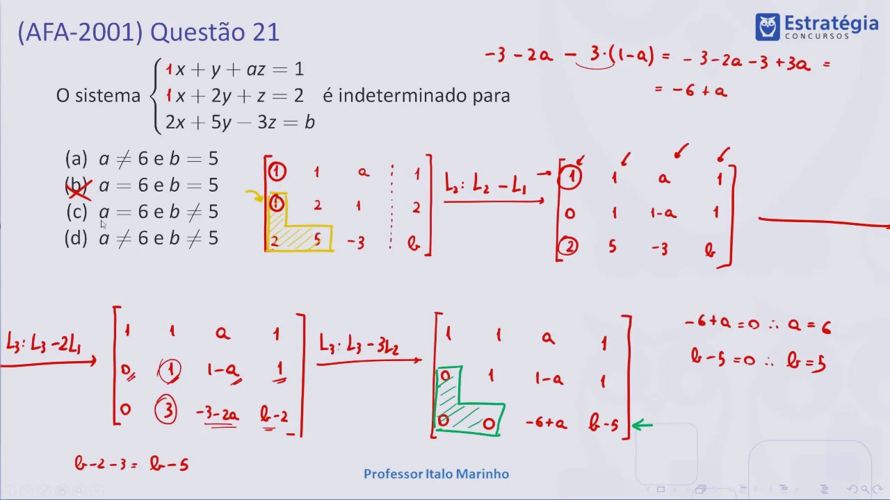 09   Sistemas Lineares   Resolução de Questões   AFA 20 ~ 34