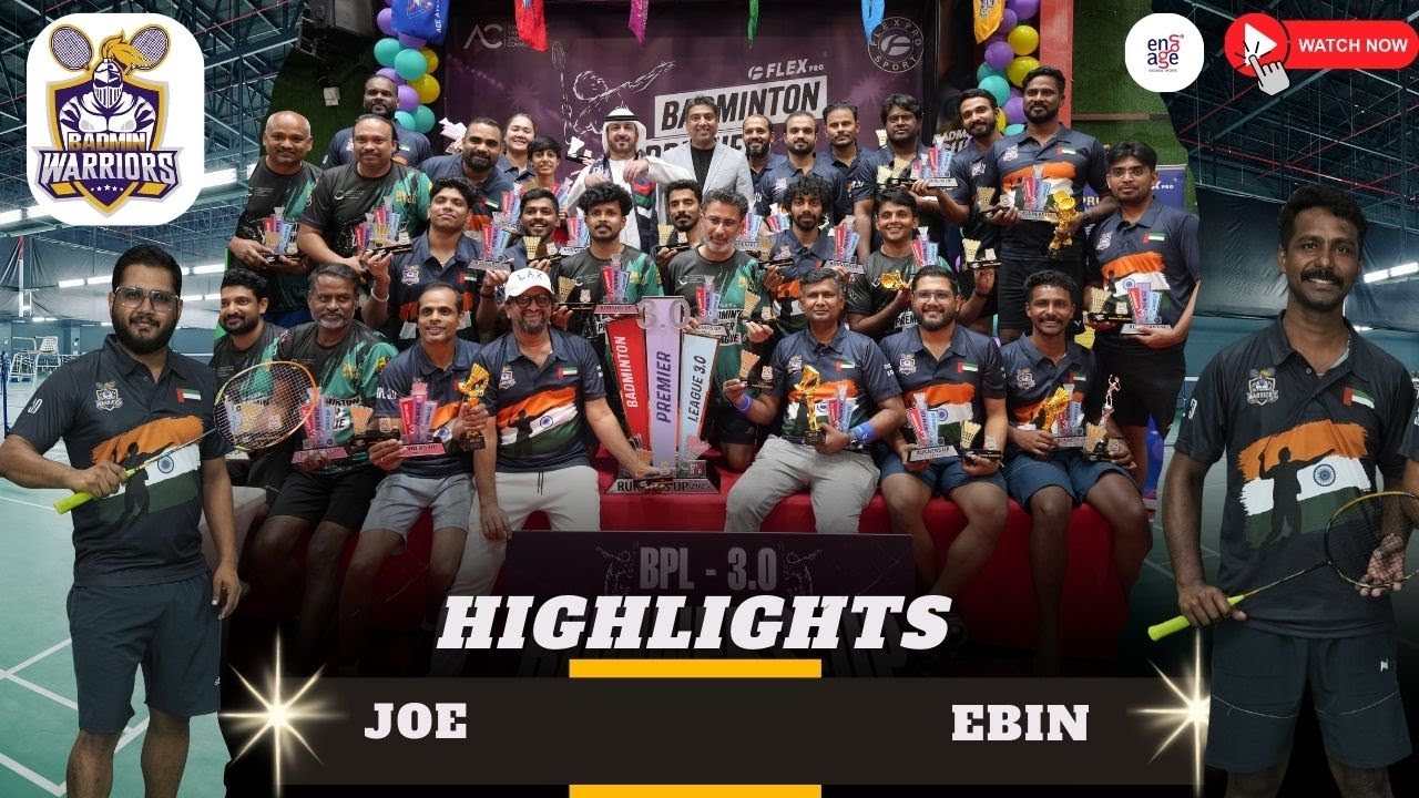 Joe & Ebin Match |BPL 3.0 | Badminton Warriors Team Match | Sports Tournament Dubai | Live