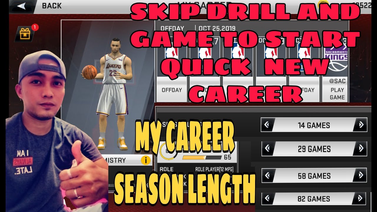 SEASON LENGTH/SKIP GAMES AND DRILL TO QUICK START NEW CAREER/NBA2K20 V98