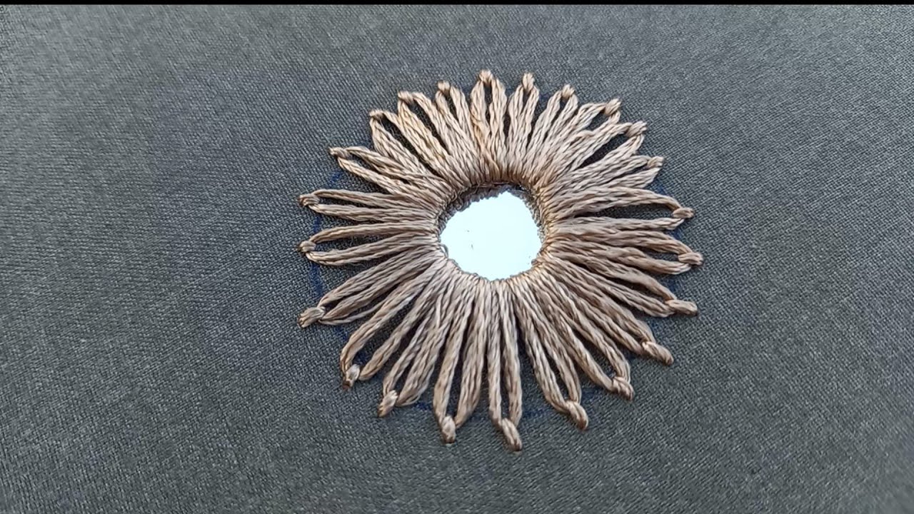 Mirror Work with Lazy Daisy Stitch Embroidery Design Easy Method Type(1)/Mirror Stitch