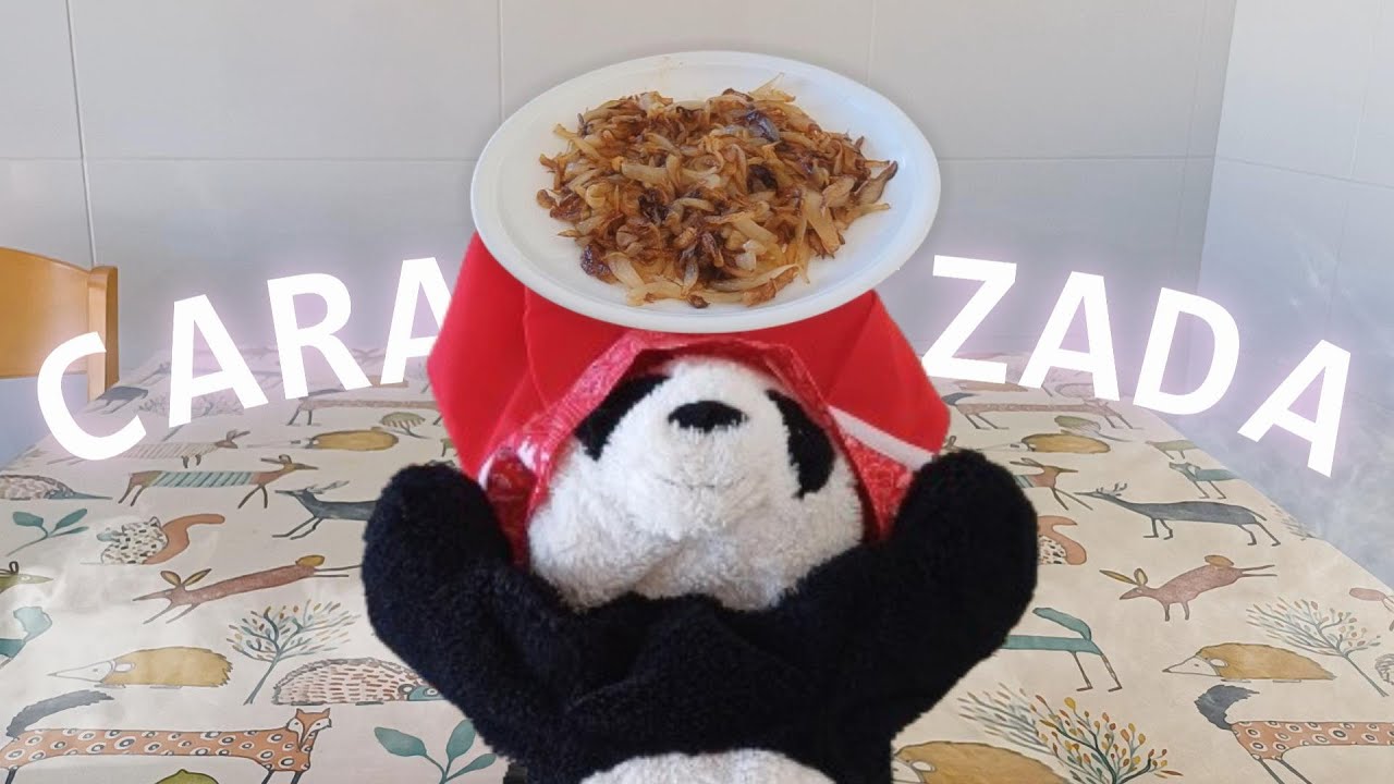 Panda cocina cebolla caramelizada