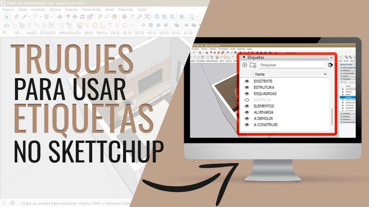 JEITO CERTO DE USAR ETIQUETAS NO SKETCHUP