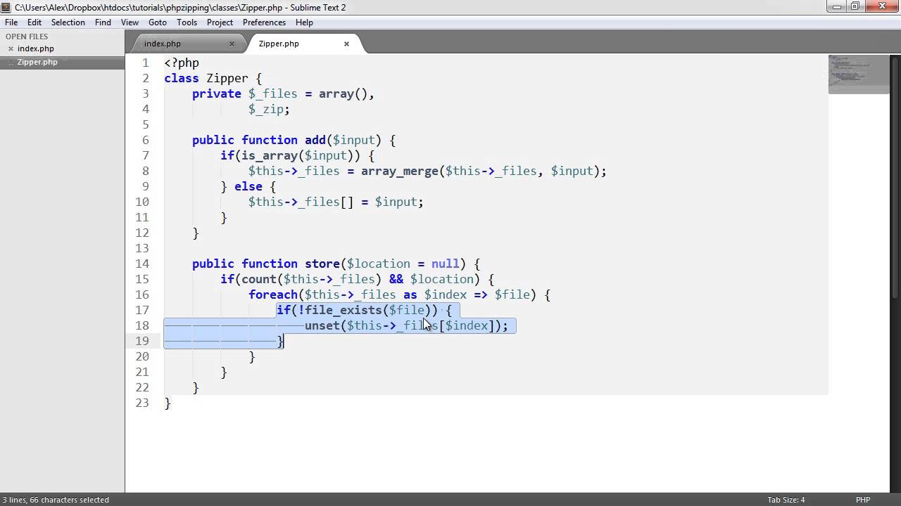Zip files with PHP: Building the Class