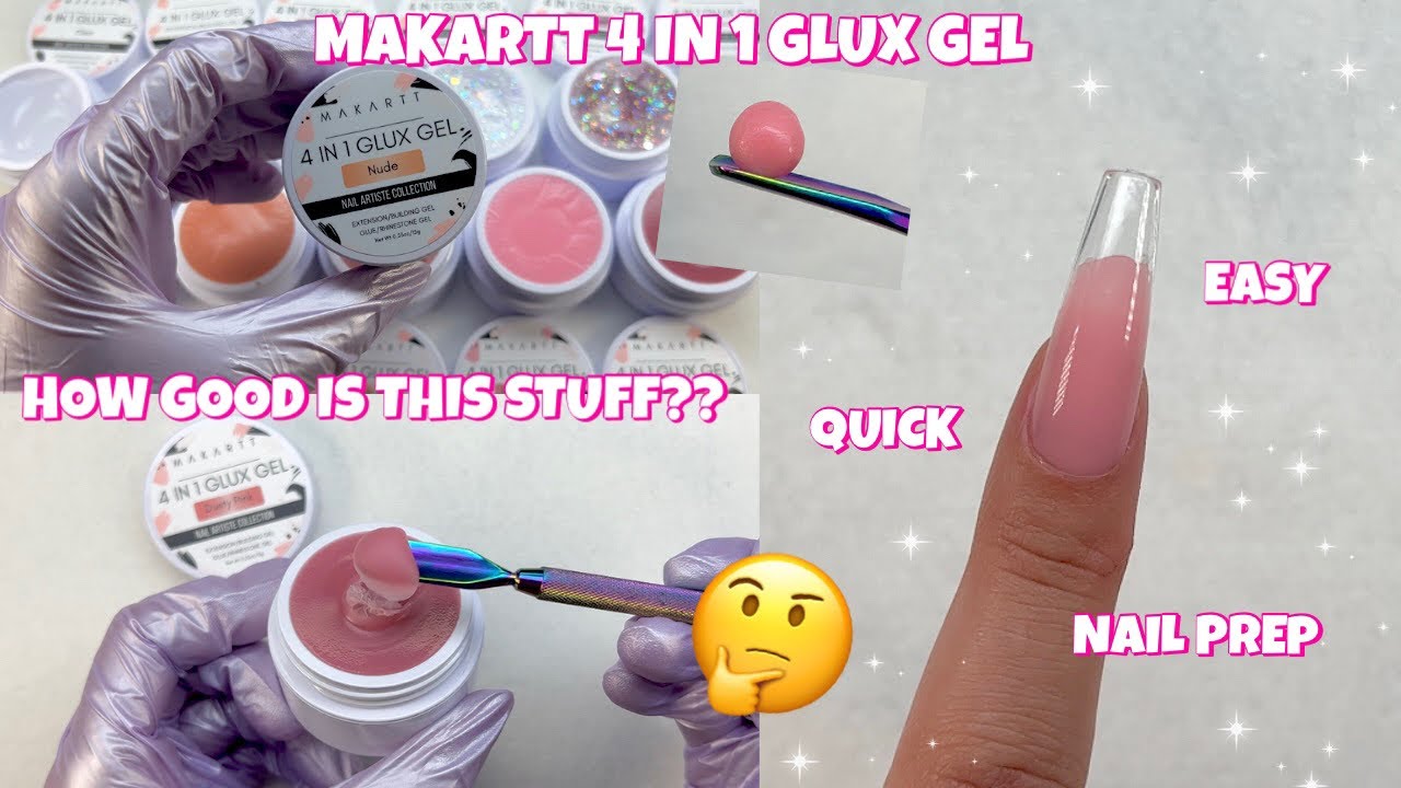 TRYING MAKARTT 4 IN 1 SOLID GLUX GEL | NAIL PREP STEP BY STEP | EASY GEL X NAILS AT HOME