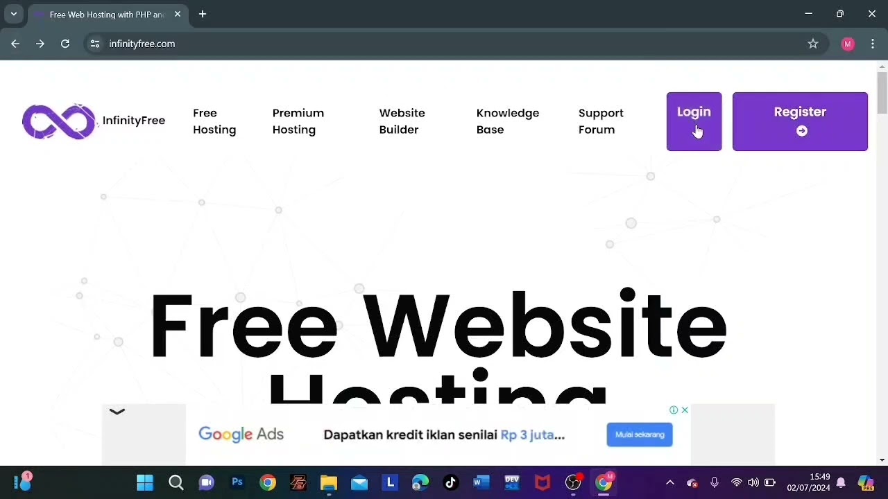 Cara login dan Membuat akun Infinity Free
