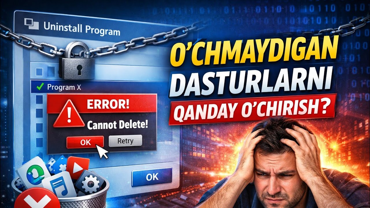 🗑KOMPYUTERDA O'CHMAYOTGAN DASTURLARNI O'CHIRISH // YOUR UNISTALLER PRO 