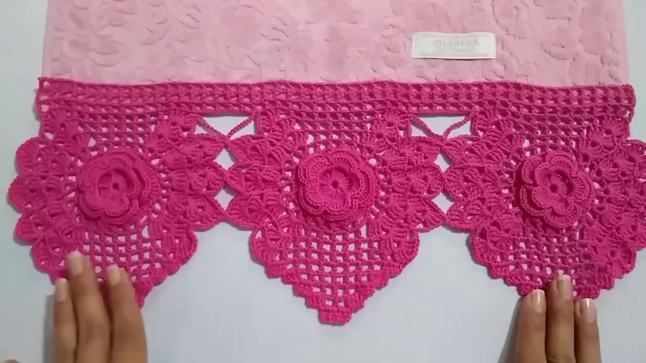 Flor Bela-Passo a Passo - Barradinho de Crochê com Flores