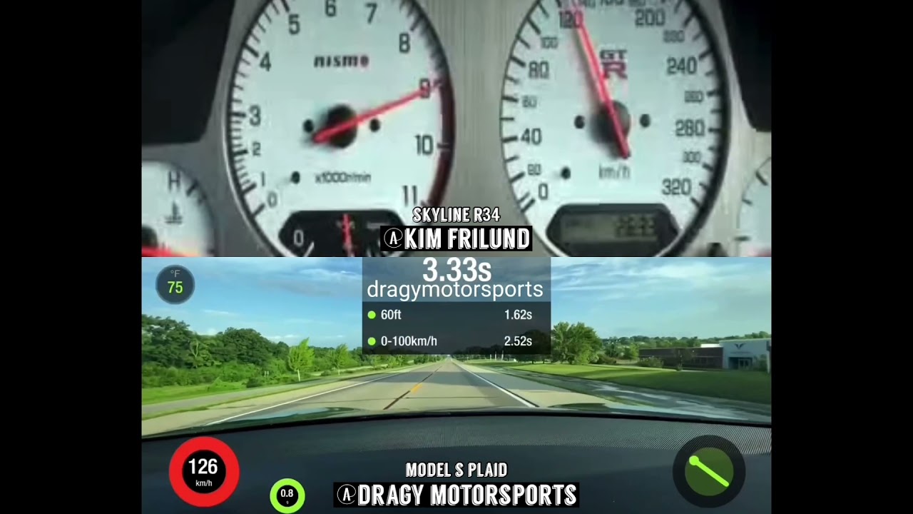 Tesla Model S Plaid vs Nissan Skyline R34
